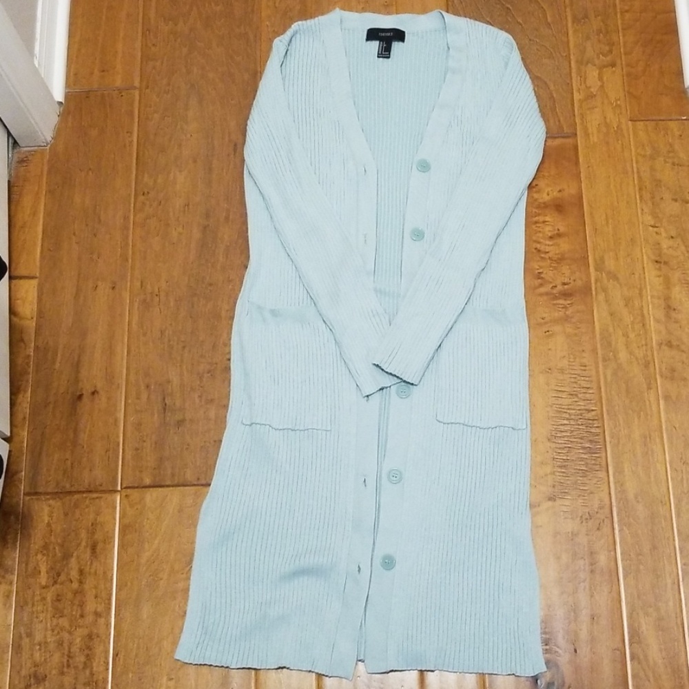 Mint duster style cardigan